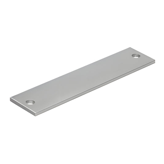Mill finish aluminum 4-1/8" rectangular mounting plate with two countersunk holes for PR70 door closer, SKU 487RBP4