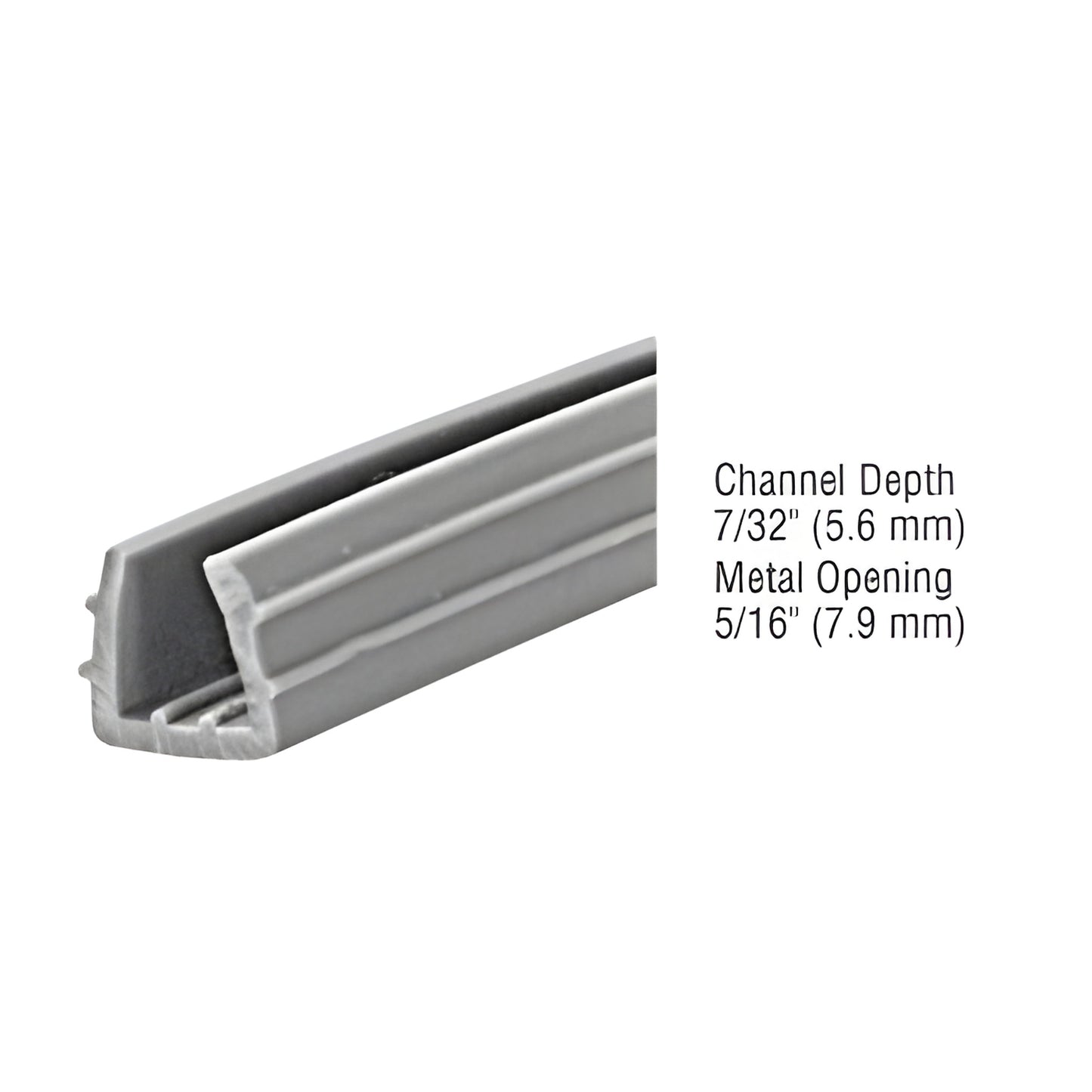DV765C gray vinyl H bar glazing insert, low profile 4.8mm leg, 7/32" (5.6mm) depth, fits D610/LK610/MC610/KK610 channels.