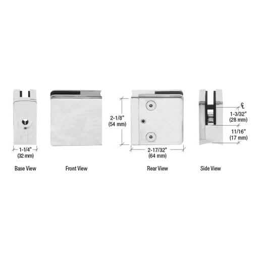 CRL 316 Brushed Stainless Radius Base Clamp for 1/2" & 9/16" Glass - Durable & Stylish