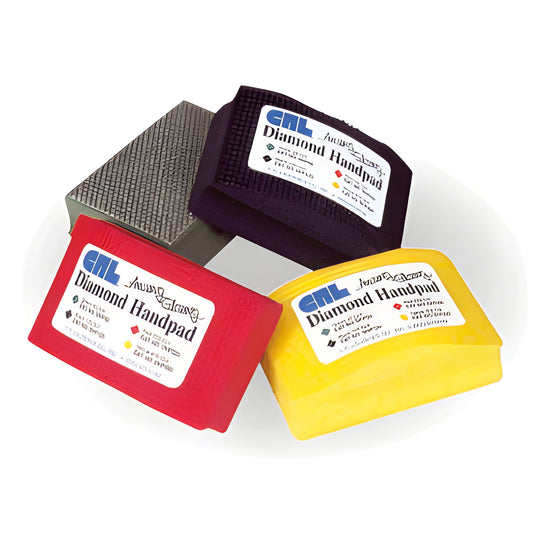 CRL DHPSET diamond hand pad set - four foam-backed diamond pads (60/120/220/400 grit; colors green, black, red, yellow)