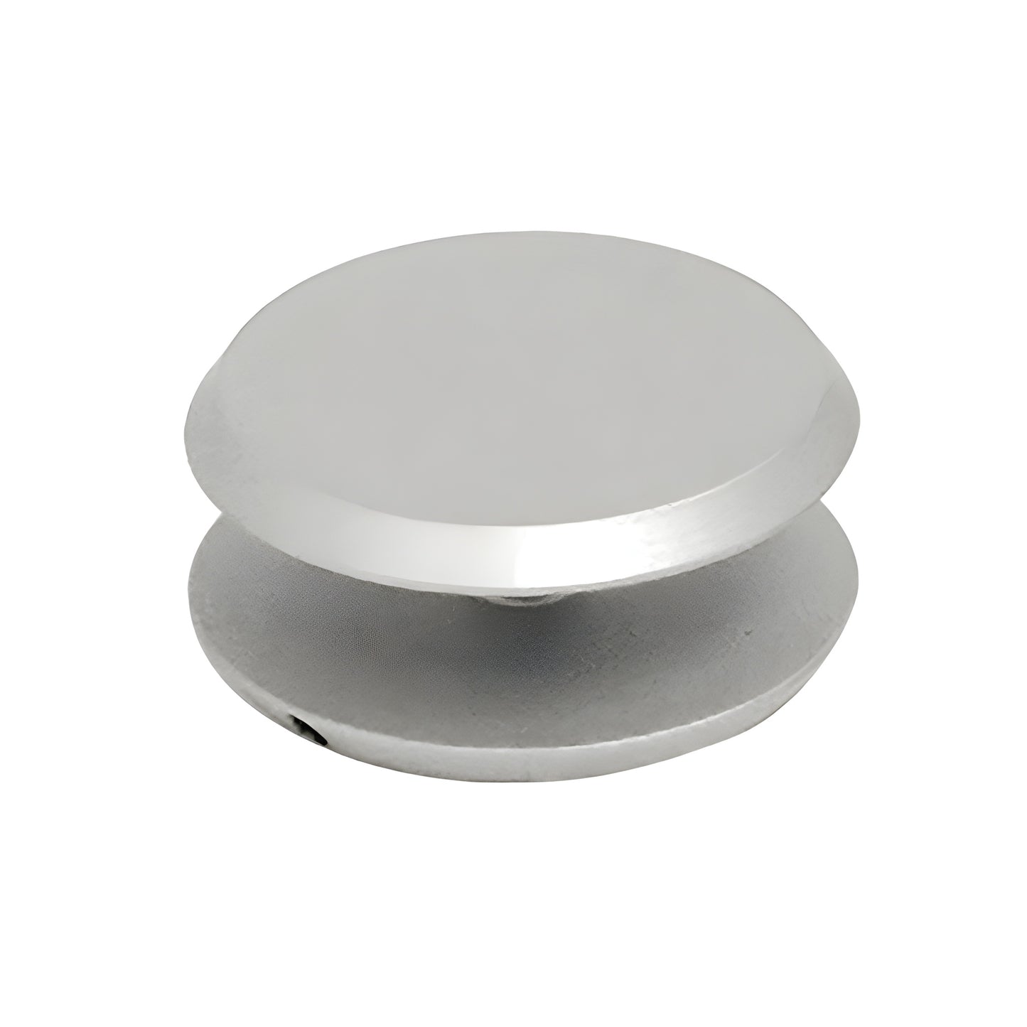 MC112A satin anodized mini mall front clamp, 1-1/2" round low-profile clamp for 3/8-1/2" tempered glass