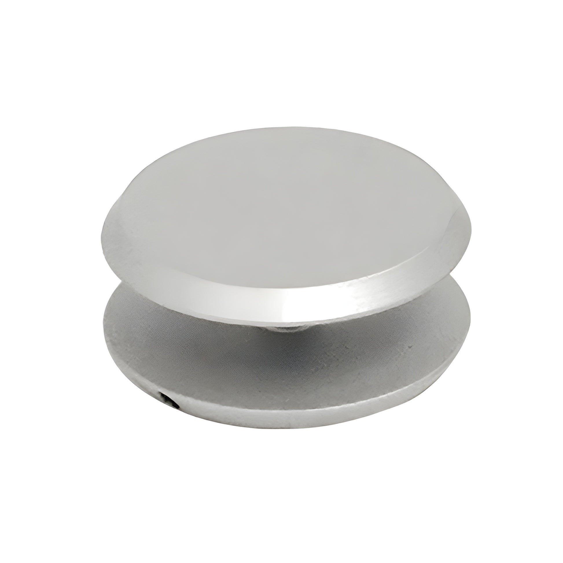 MC112A satin anodized mini mall front clamp, 1-1/2" round low-profile clamp for 3/8-1/2" tempered glass