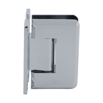 Polished chrome Pinnacle solid-brass shower hinge SKU P1N537CH, beveled, 5 pre-set, fits 8-12mm tempered glass.
