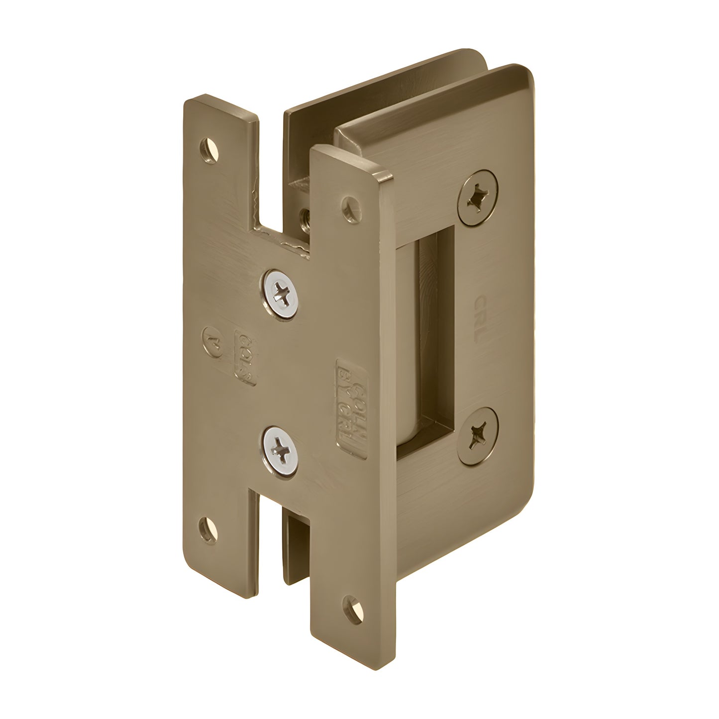 Dark brushed bronze solid brass Cologne shower hinge, wall mount "H" plate for 3/8-1/2" glass (SKU C0L037DBBZ)