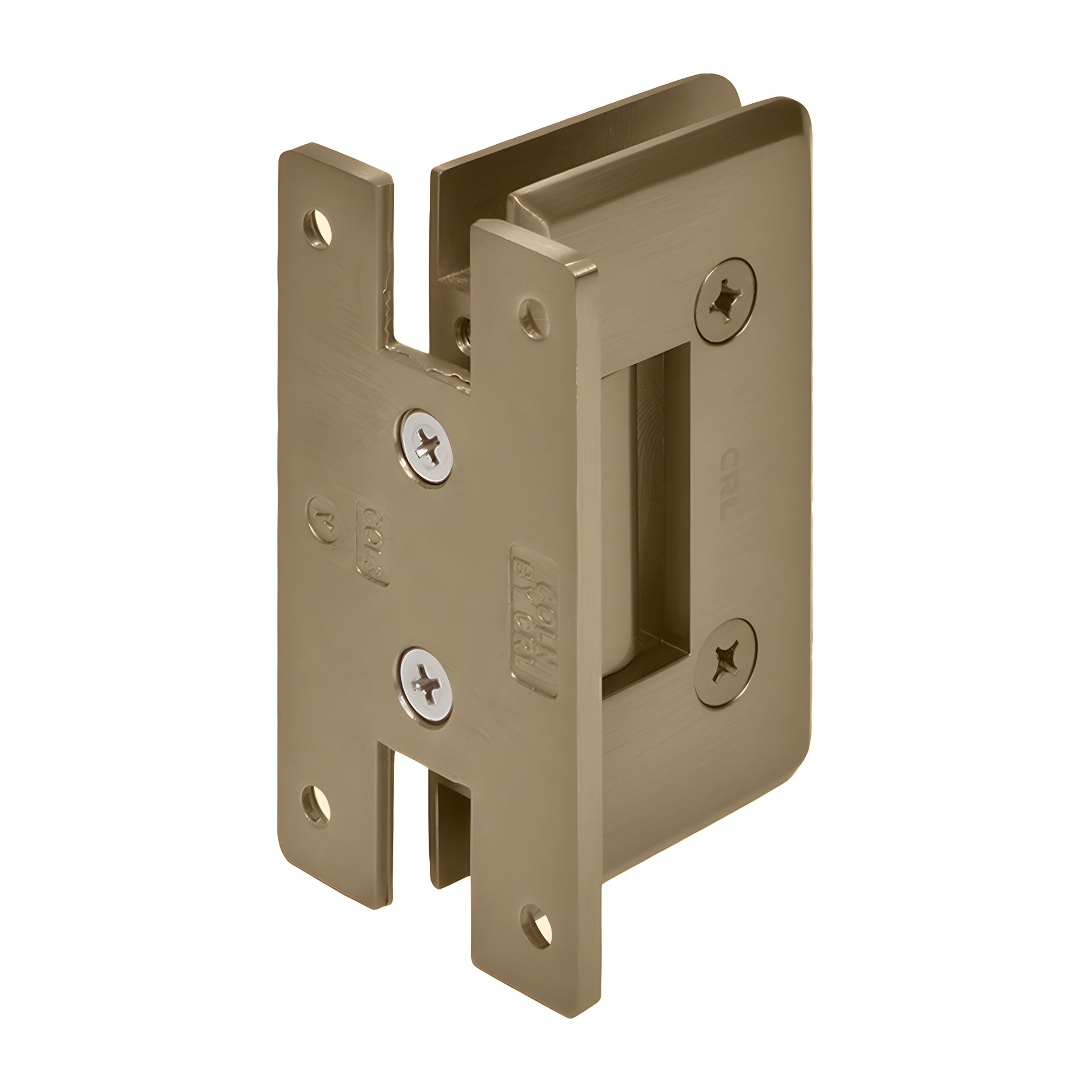 Dark brushed bronze solid brass Cologne shower hinge, wall mount "H" plate for 3/8-1/2" glass (SKU C0L037DBBZ)