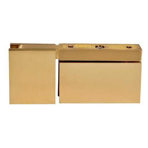 CRL Satin Brass Cardiff Pivot with Attached U-Clamp Hinge - Top/Bottom Mount, Image 3