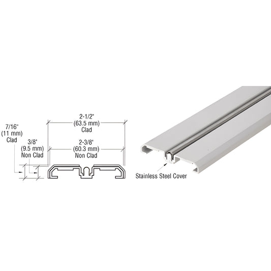 SD1BTSA satin anodized bottom track with stainless steel roller guide cover for bottom-rolling sliding doors.