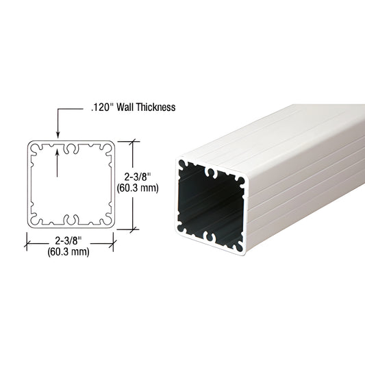 Sky White aluminum 2-3/8 in square fascia post SKU 1FP48W, 59 in length, .120 in wall with internal accessory slots