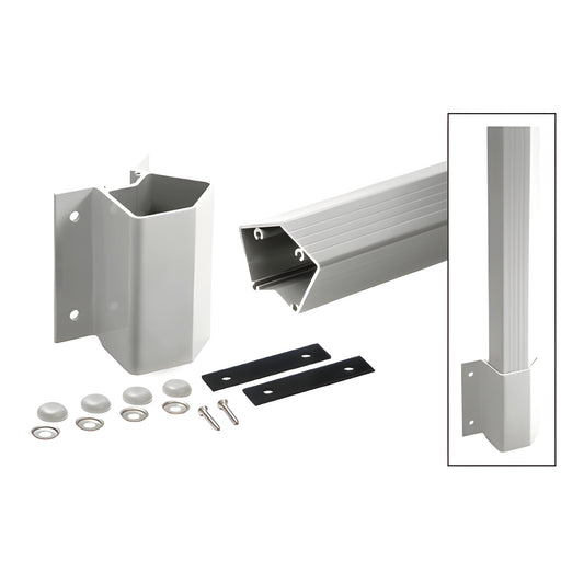FP536KS silver metallic aluminum 46" fascia-mount post kit with bracket, washers, bolt covers, gaskets.