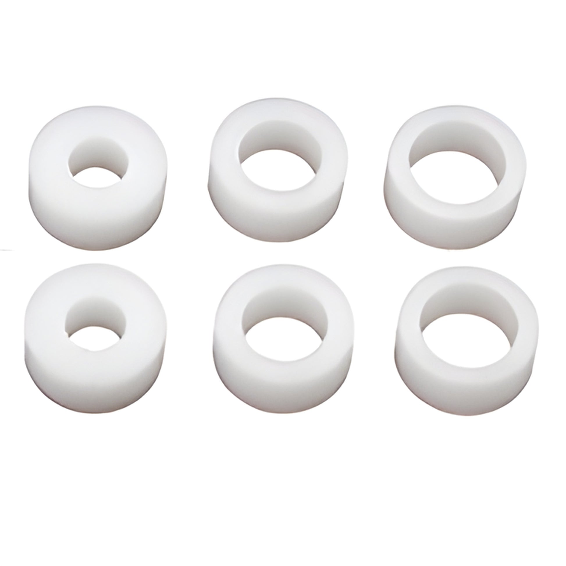 HYDS white plastic bushing pack - six round spacers (8, 11, 13 mm) for Hydroslide shower door hangers