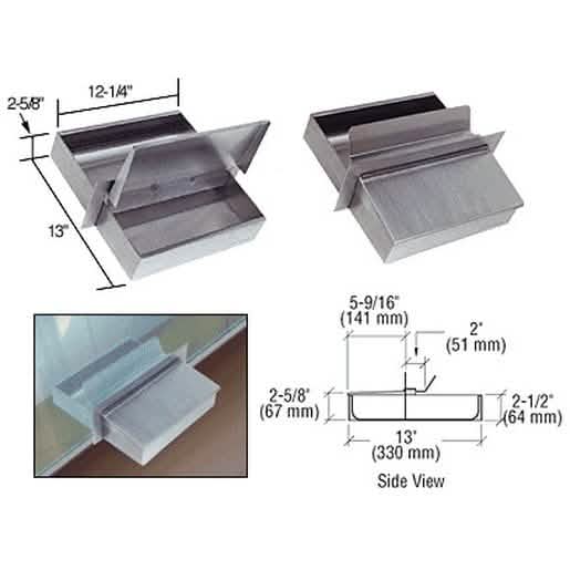CRL stainless steel counter-top deal tray with flip lid, 12-1/4"x13"x2-5/8", brushed finis