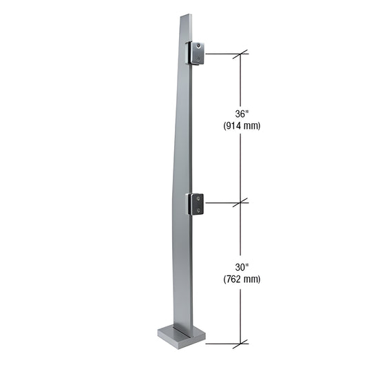 K72CKBS 72 in brushed 316 stainless freestanding glass partition post with base flange and glass fittings