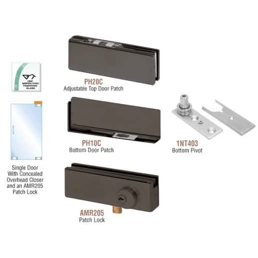 CRL Black Bronze Anodized Patch Door Kit with Lock for Overhead Door Closer Installation