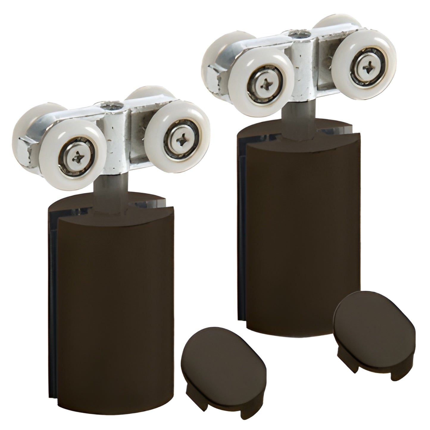 HYD010RB Hydroslide oil-rubbed bronze hanger kit - 2 roller hangers with white wheels and 2 snap-in covers