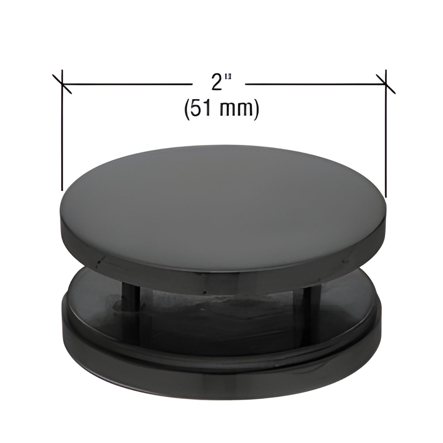 MFC30MBL matte black 2" (51 mm) 180 round stainless mall-front glass clamp, fits 3/8"-3/4" (10-19 mm) tempered glass