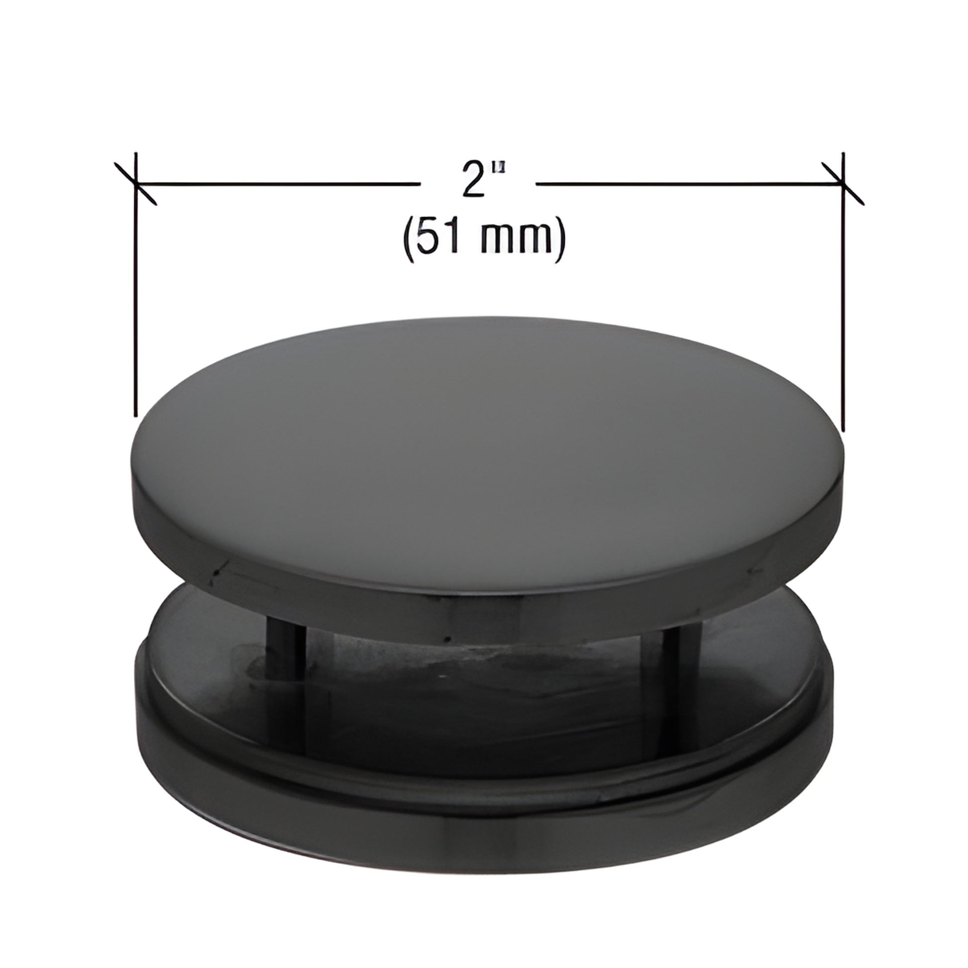 MFC30MBL matte black 2" (51 mm) 180 round stainless mall-front glass clamp, fits 3/8"-3/4" (10-19 mm) tempered glass