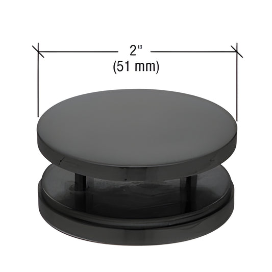 MFC30MBL matte black 2" (51 mm) 180 round stainless mall-front glass clamp, fits 3/8"-3/4" (10-19 mm) tempered glass