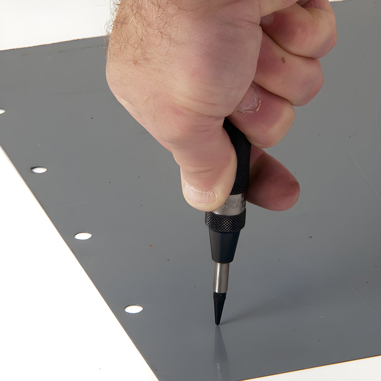 CRL G78 automatic center punch, knurled steel body with hardened 5/8 in (16 mm) steel point, adjustable spring tension