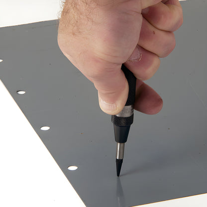 CRL G78 automatic center punch, knurled steel body with hardened 5/8 in (16 mm) steel point, adjustable spring tension