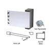 Chrome DL2161CH push-pull paddle for deadlatches with cam plug, PULL indicator; 5x4 in, field-reversible.