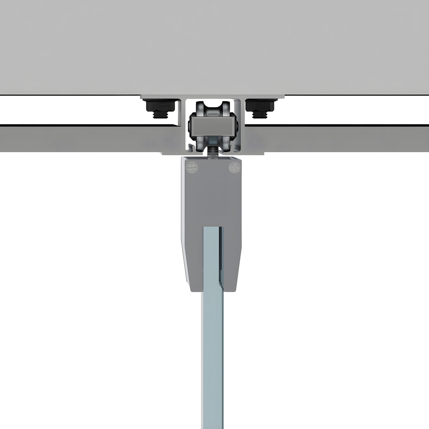 CRL50D dropped-ceiling satin anodized sliding door kit with top-hung hanger and 5/16 in tempered glass panel