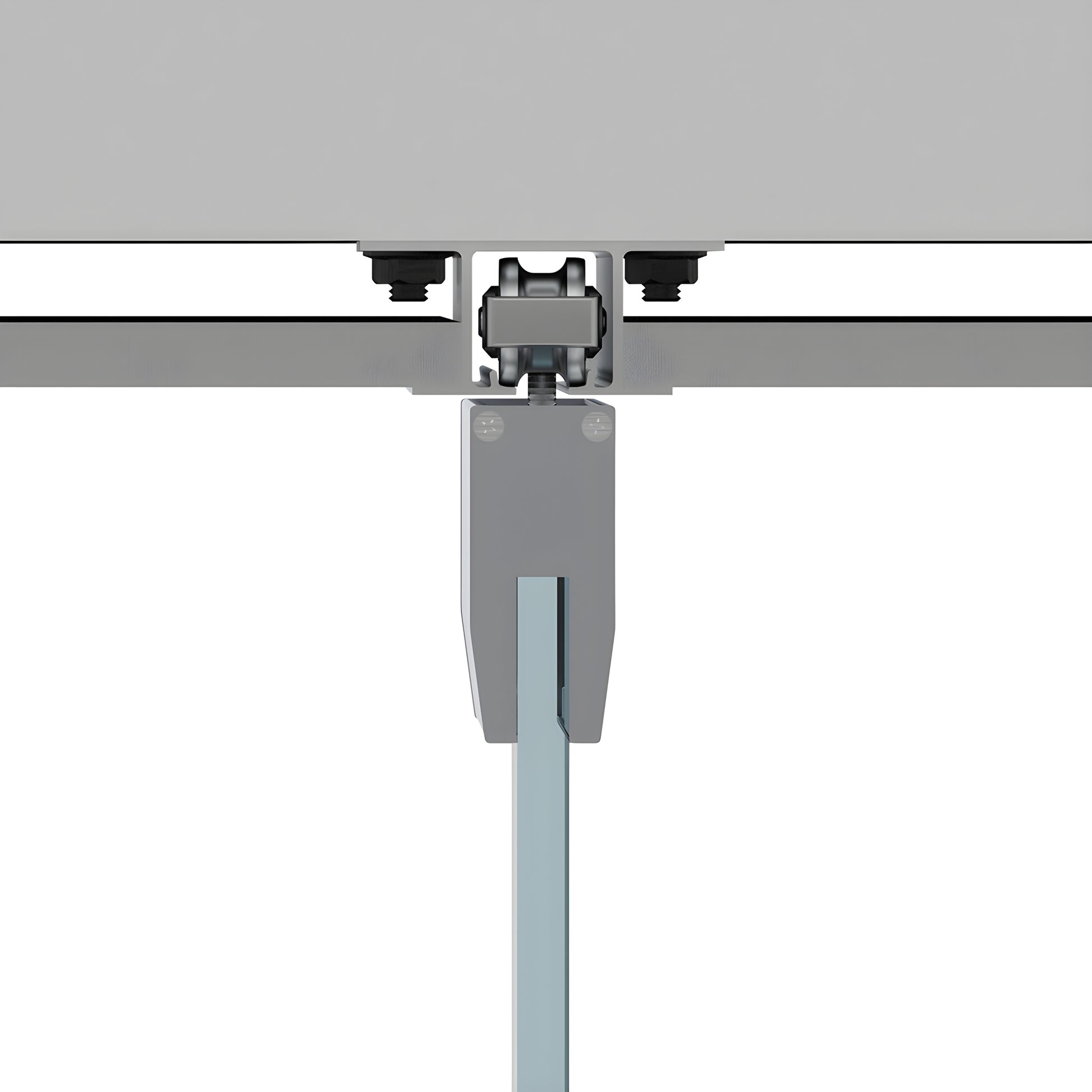 CRL50D dropped-ceiling satin anodized sliding door kit with top-hung hanger and 5/16 in tempered glass panel