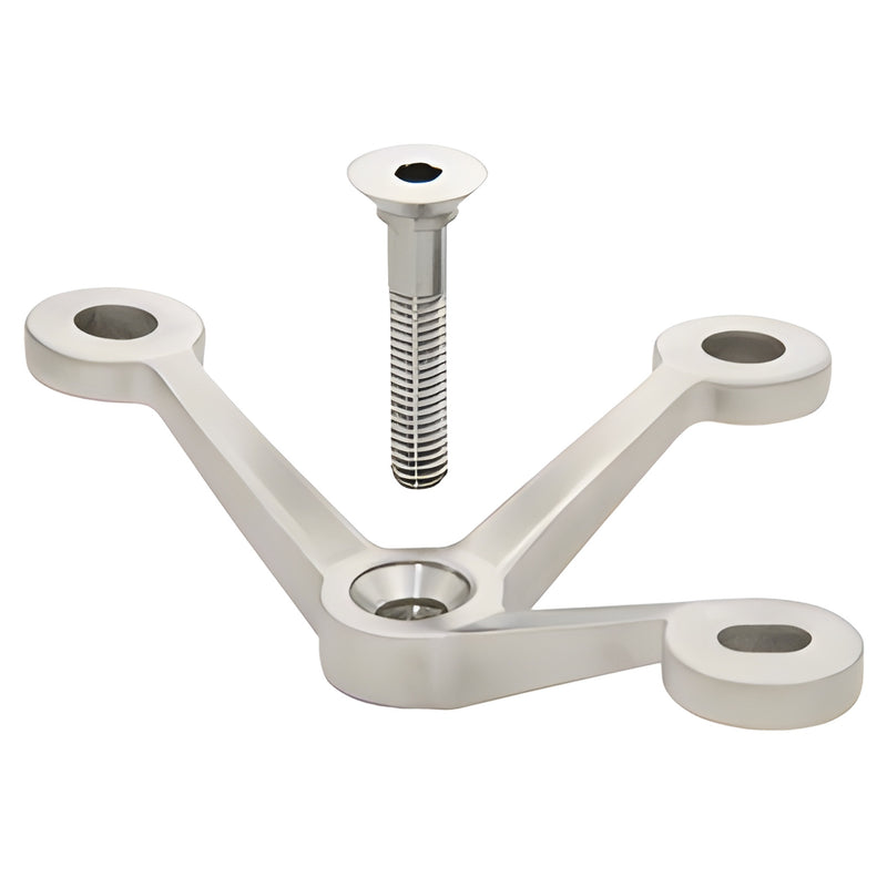 GRP3BS stainless steel post-mounted fitting with studs for 3/8 or 1/2 tempered glass panels.