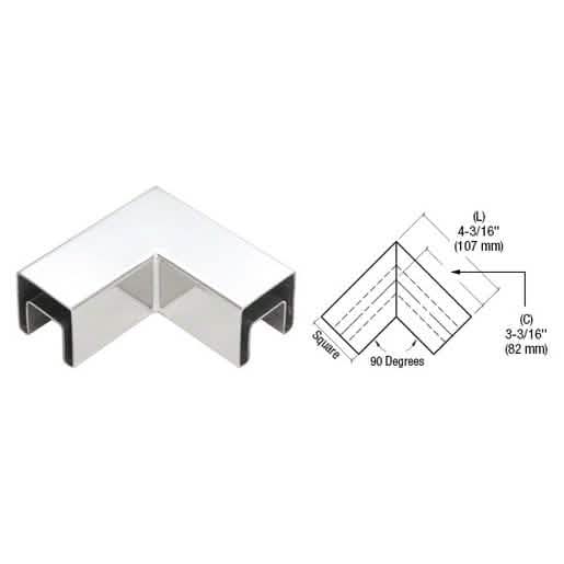 CRL 316 Stainless Steel 90° Cap Rail Corner - Polished, Sleek Design for Modern Railings