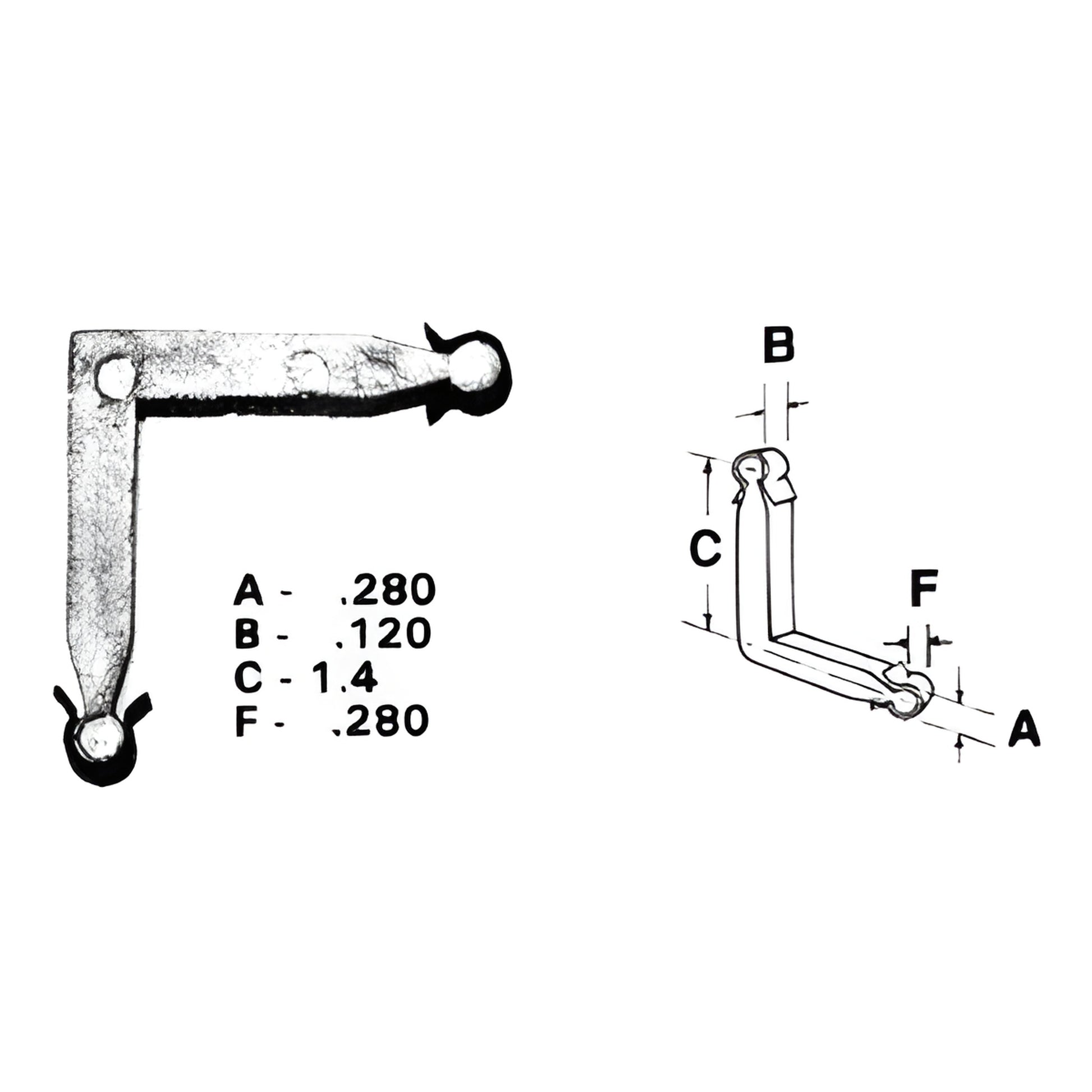 Zinc diecast L-shaped corner key for storm windows, 1.4 in leg, 0.28 in thickness, SKU 3465101