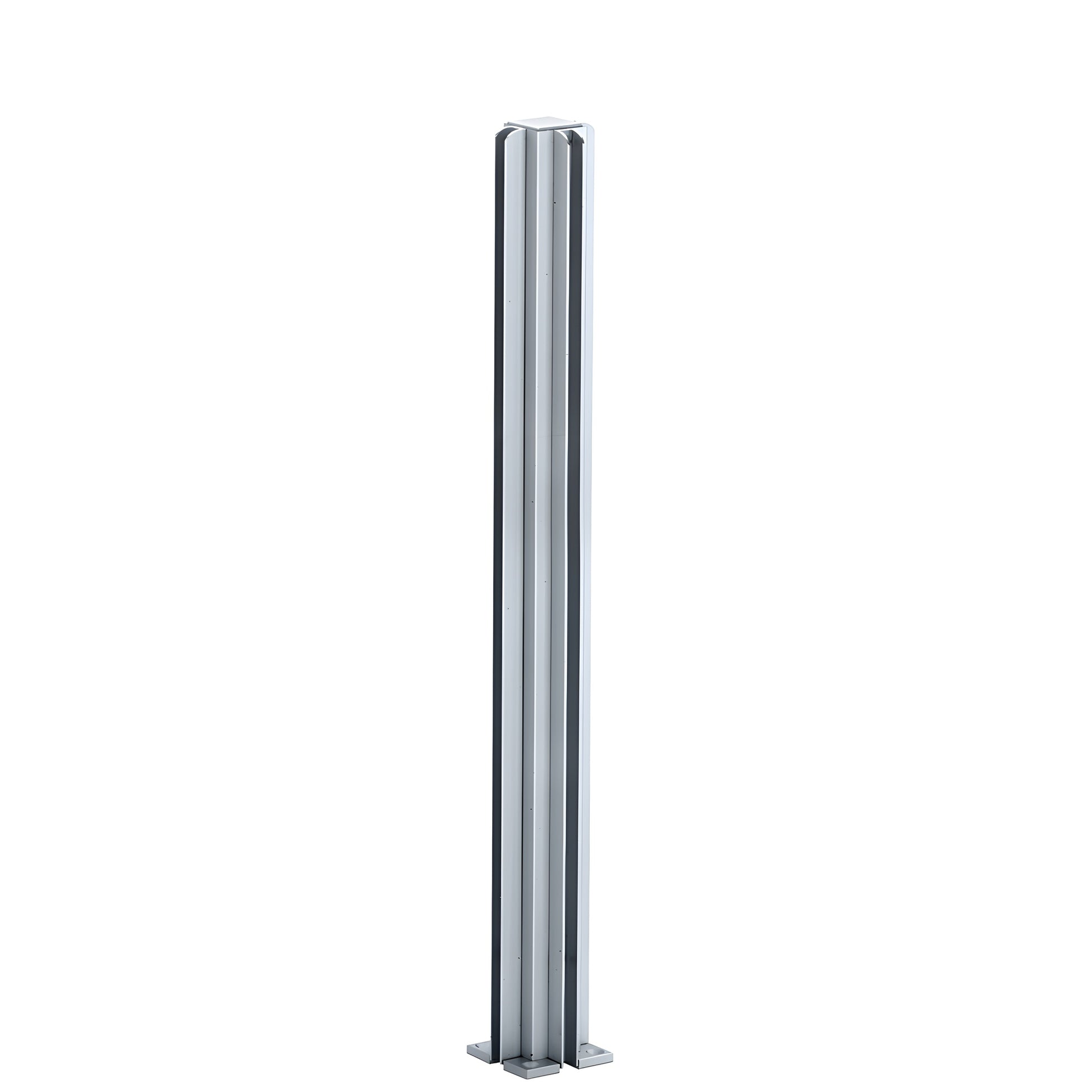 3-way aluminum partition post, satin anodized, full-length glazing channels, includes base cap - SKU D990A243W