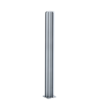 3-way aluminum partition post, satin anodized, full-length glazing channels, includes base cap - SKU D990A243W