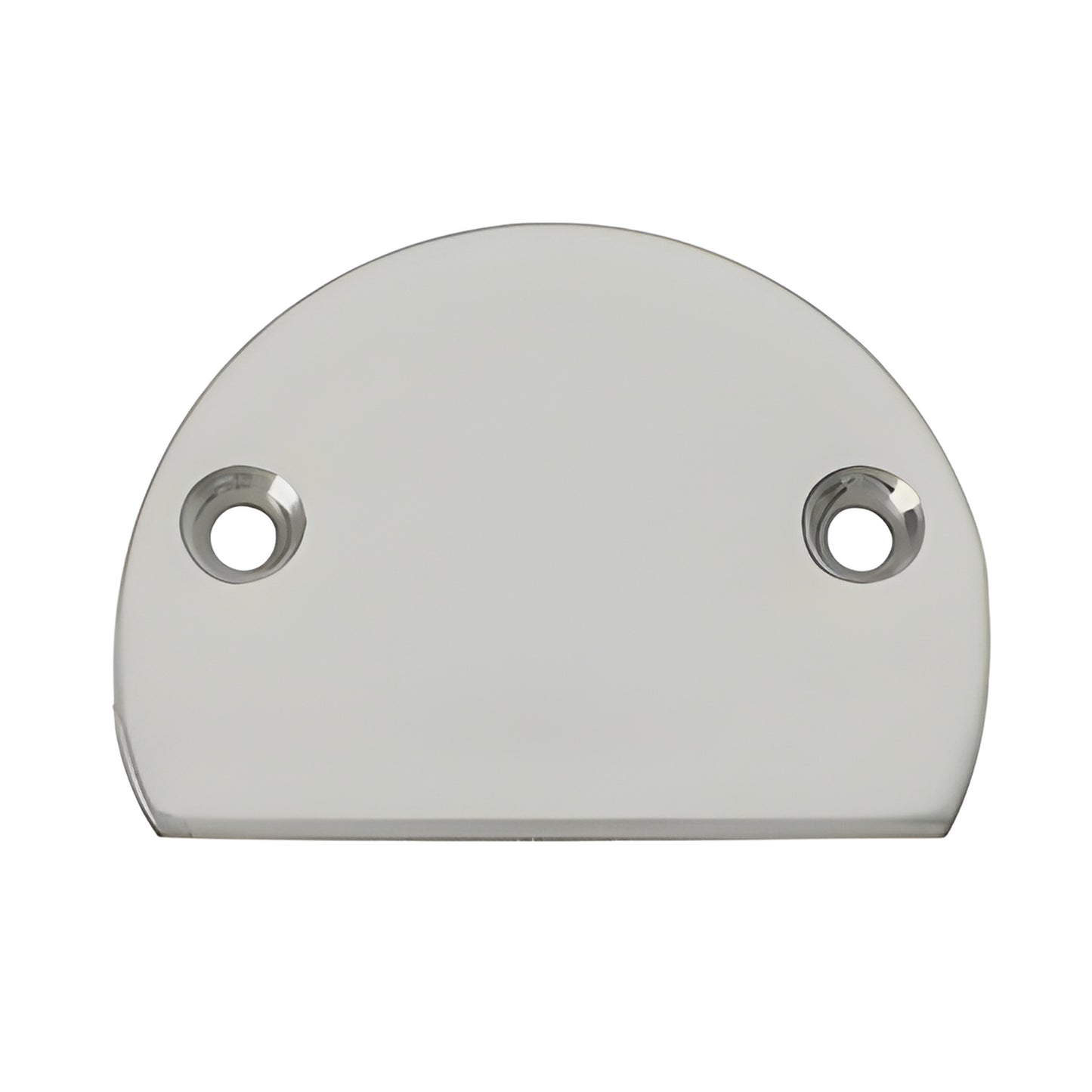 Clear anodized metal semicircular end cap for CRL 300X top rail, countersunk screw holes - SKU 3XDECCA