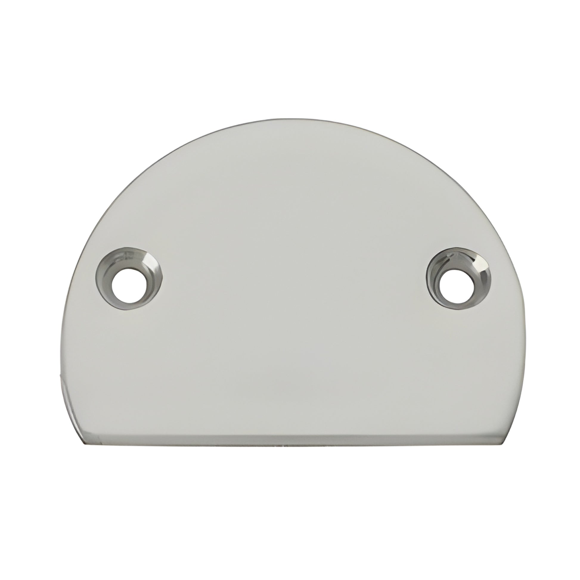 Clear anodized metal semicircular end cap for CRL 300X top rail, countersunk screw holes - SKU 3XDECCA