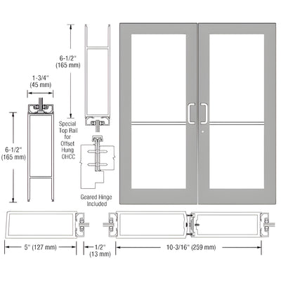 CRL-U.S. Aluminum Series 550 Clear Wide-Stile Geared-Hinge Door Pair