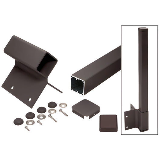 CRL 100 Series 90 fascia mount post kit (SKU 1FP936KBRZ) matte bronze square aluminum post, bracket, cap and fasteners