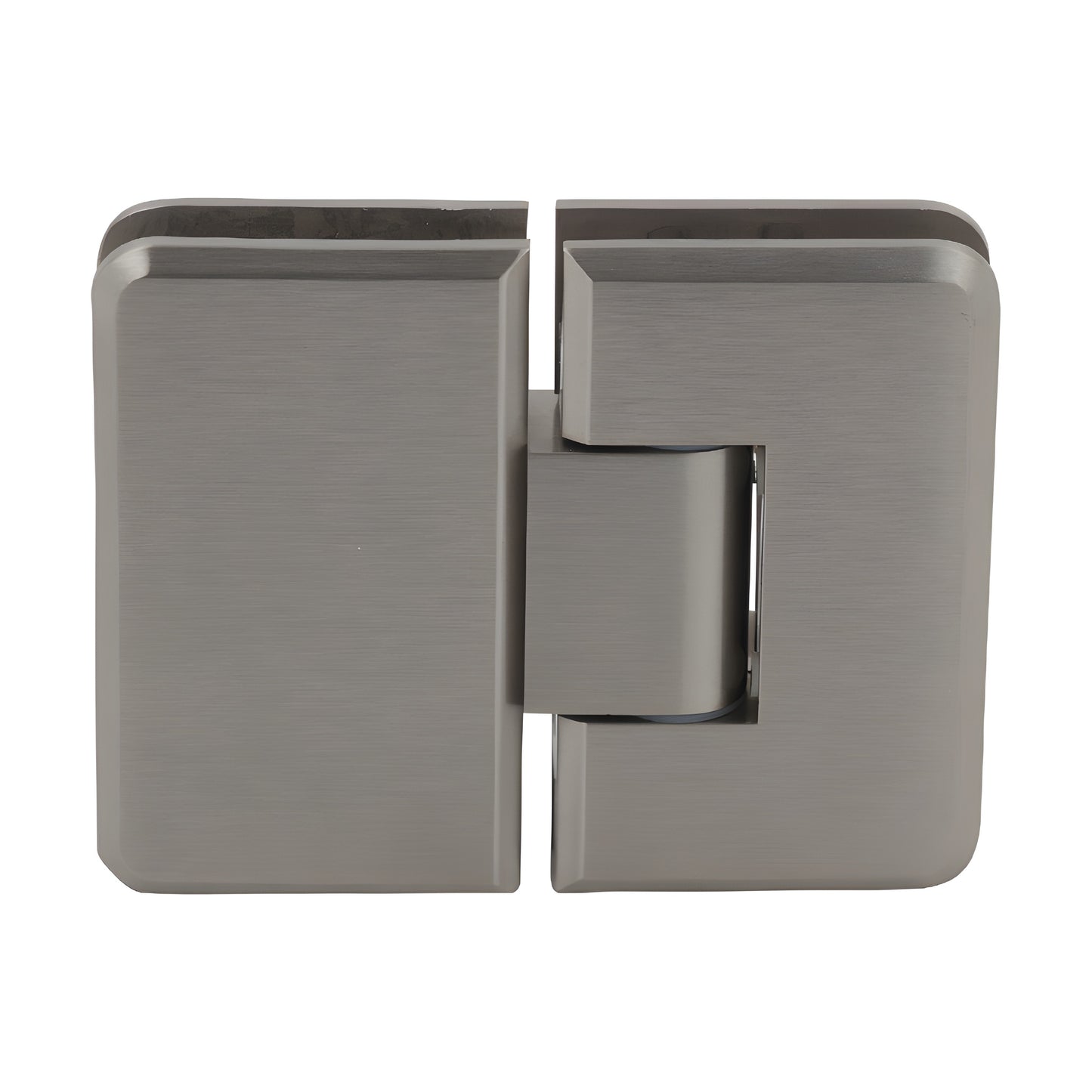 PLY180BN Plymouth brushed-nickel 180 glass-to-glass brass shower door hinge, self-centering, for 10-12mm glass