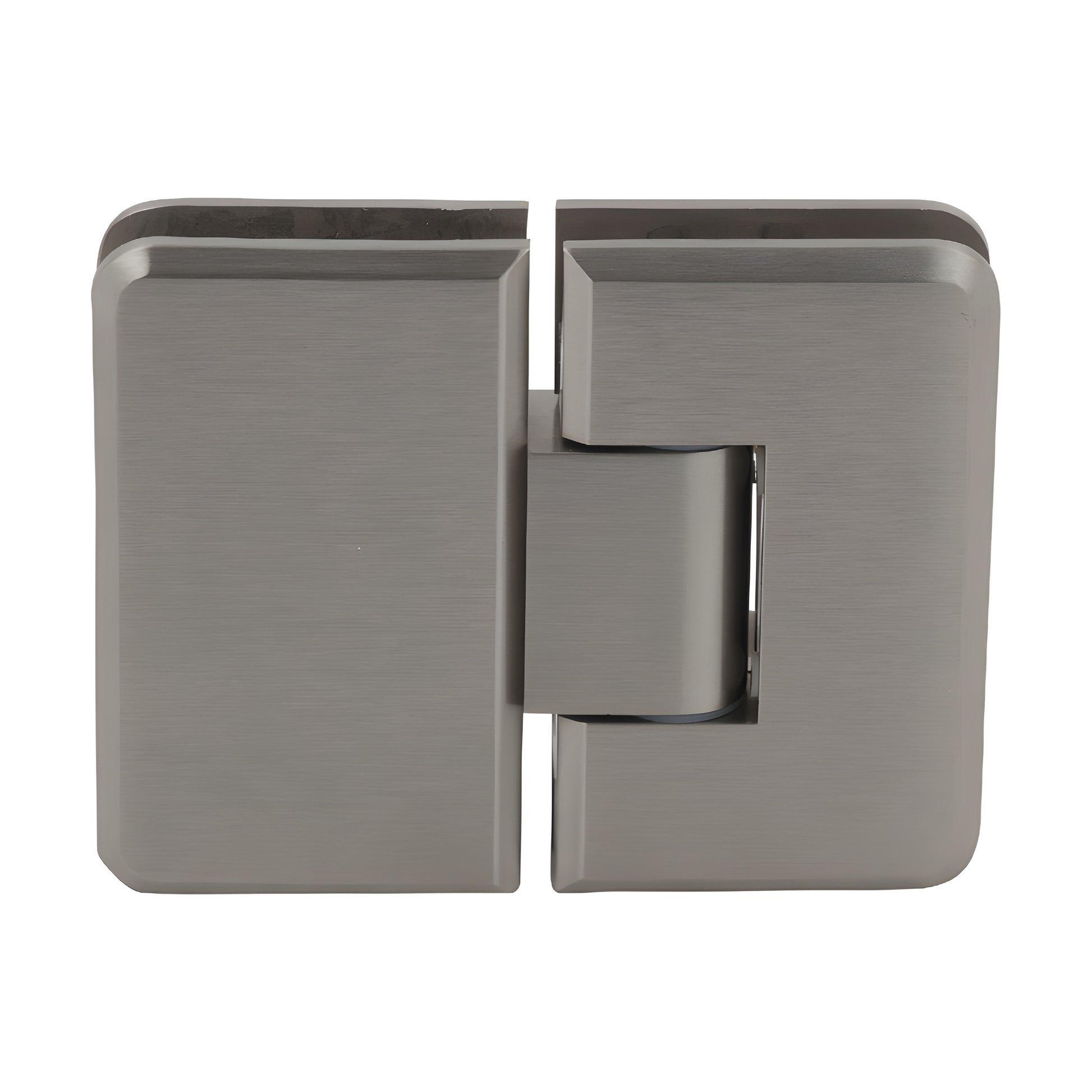 PLY180BN Plymouth brushed-nickel 180 glass-to-glass brass shower door hinge, self-centering, for 10-12mm glass