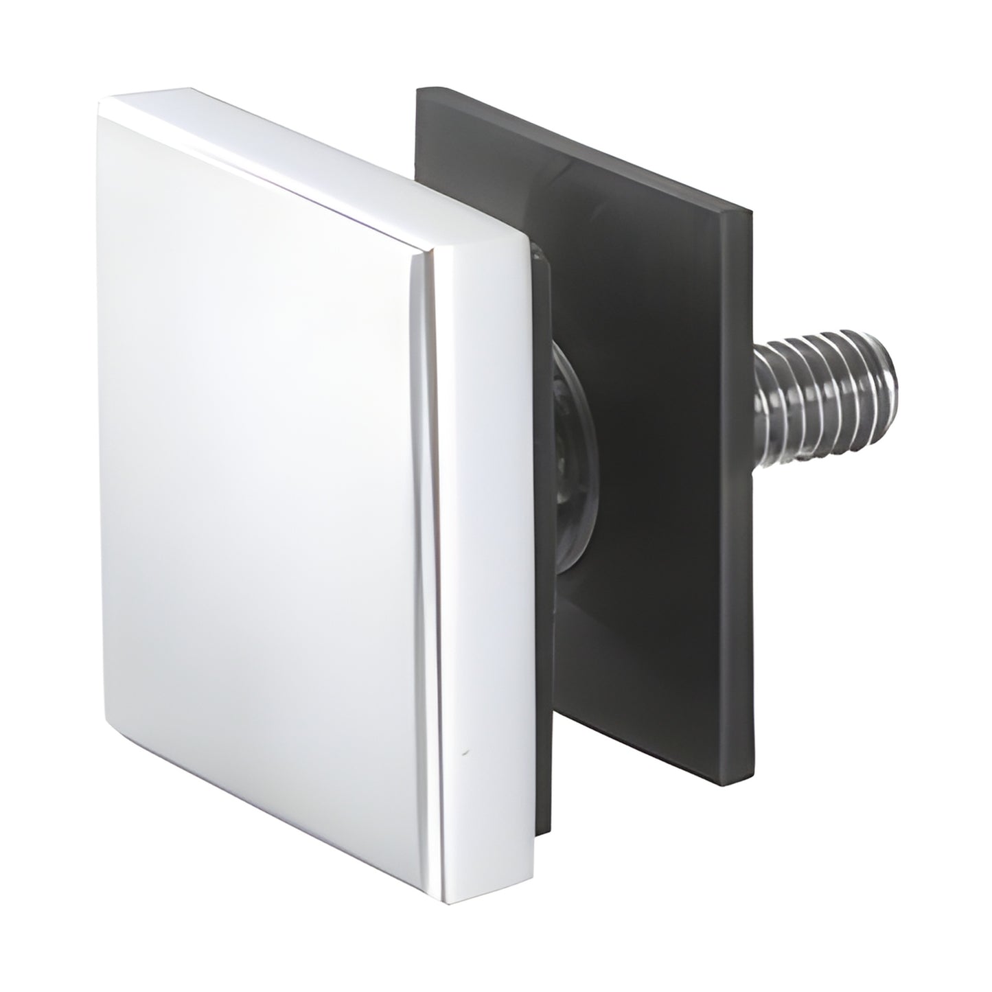 Polished 316 stainless steel 2 in square replacement standoff cap (SKU SCAP2PS) with screw and gaskets