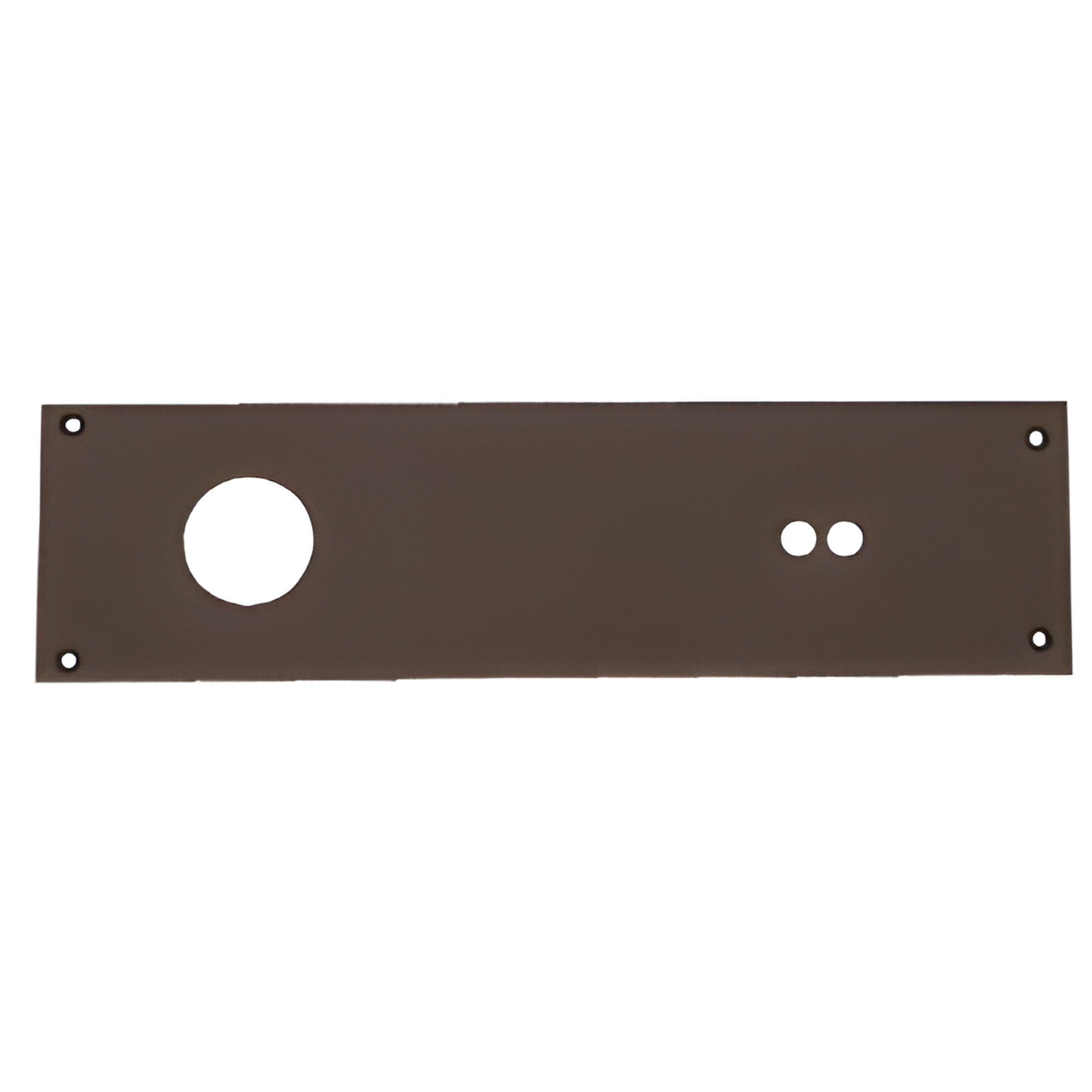 Dark bronze overhead concealed closer cover plate, 13.75 x 3.69 in, circular and twin holes
