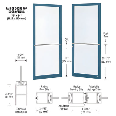 CRL-U.S. Aluminum Series 250 Narrow-Stile Center Pivot Entrance Doors