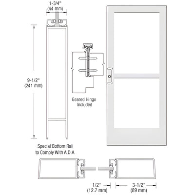 CRL-U.S. Aluminum 400 White KYNAR Entrance Door, Geared Hinge