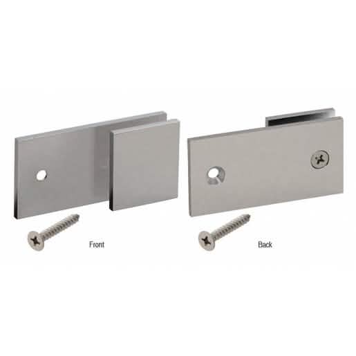 CRL Brushed Nickel 'Y' Inline Square Corner Glass Clamp for secure glass installation.