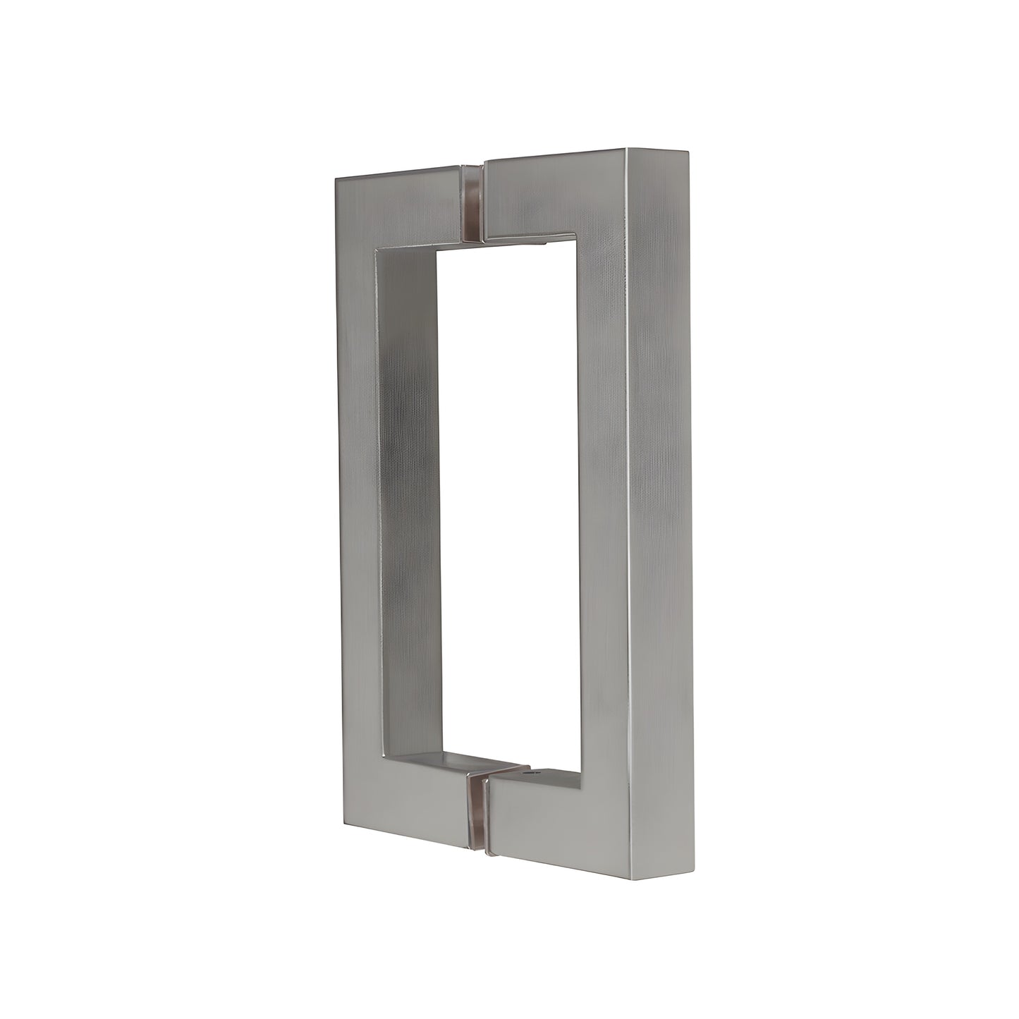 Brushed nickel SQ series square corner glass door handle, 3/4" brass tube, back to back pull (SKU: SQ6X6BN)