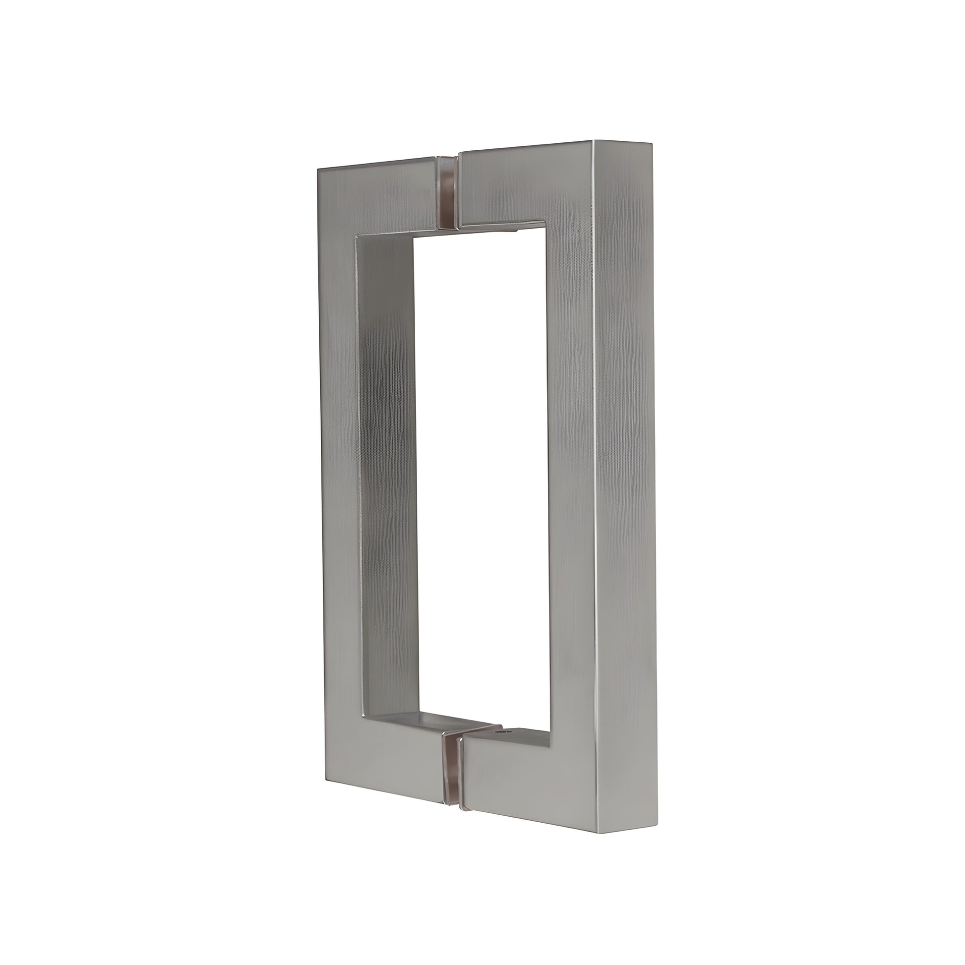 Brushed nickel SQ series square corner glass door handle, 3/4" brass tube, back to back pull (SKU: SQ6X6BN)