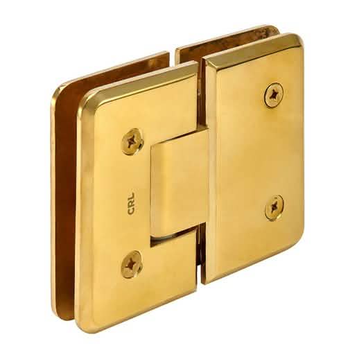 CRL Unlacquered Brass 180° Glass-to-Glass Plymouth Series Hinge for Shower Doors