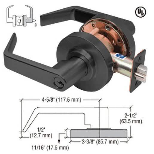 CRL Matte Black Grade 1 Lever Lockset Storeroom - Durable Schlage® 6-Pin Security