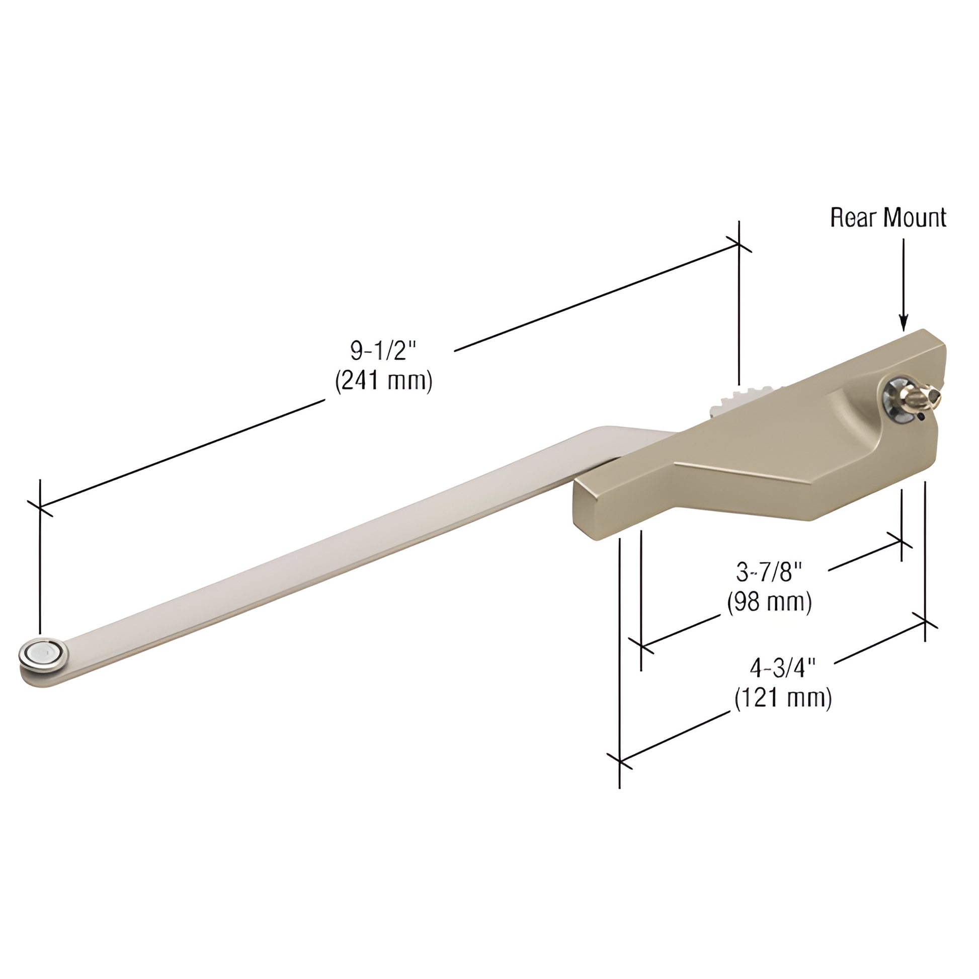 WH30015R champagne 9-1/2" single-arm rear-mount right-hand roto operator for casement/awning windows