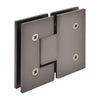 Vienna V1E180MGM matte gunmetal brass glass-to-glass shower hinge, square profile for 3/8-1/2 tempered glass.