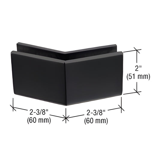 MFC26MBL matte black 135 mall-front glass clamp, 2-3/8" x 2-3/8" x 2" - fits 3/8-1/2" tempered glass.