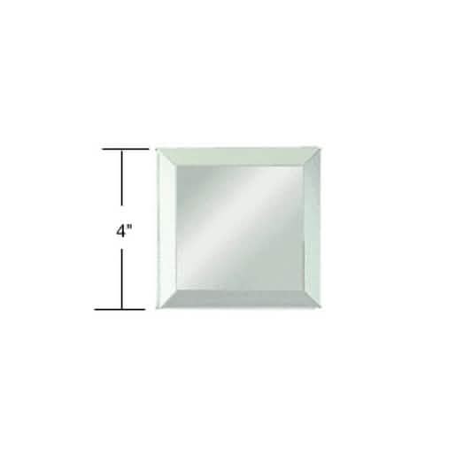CRL Clear Mirror Glass 4" Square, 4-Sided Beveled Edge, Elegant Home Decor Accent